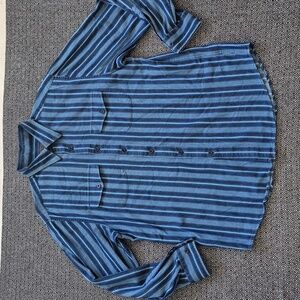 Pendleton Men's Cotton Blue Striped Button Down Long Sleeve Shirt Size Large